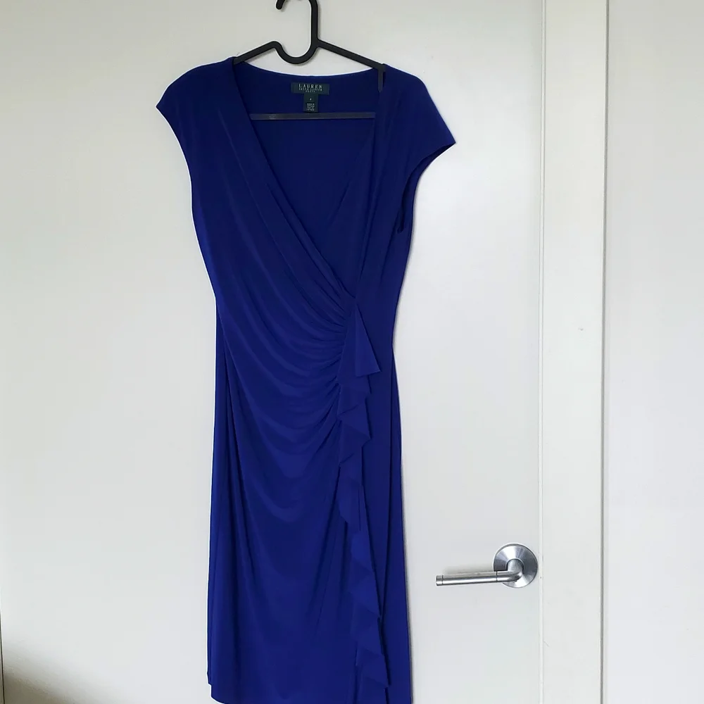 Ralph Lauren - Blue Dress with Ruching Detail - Size US 4 - Picture 3 of 5